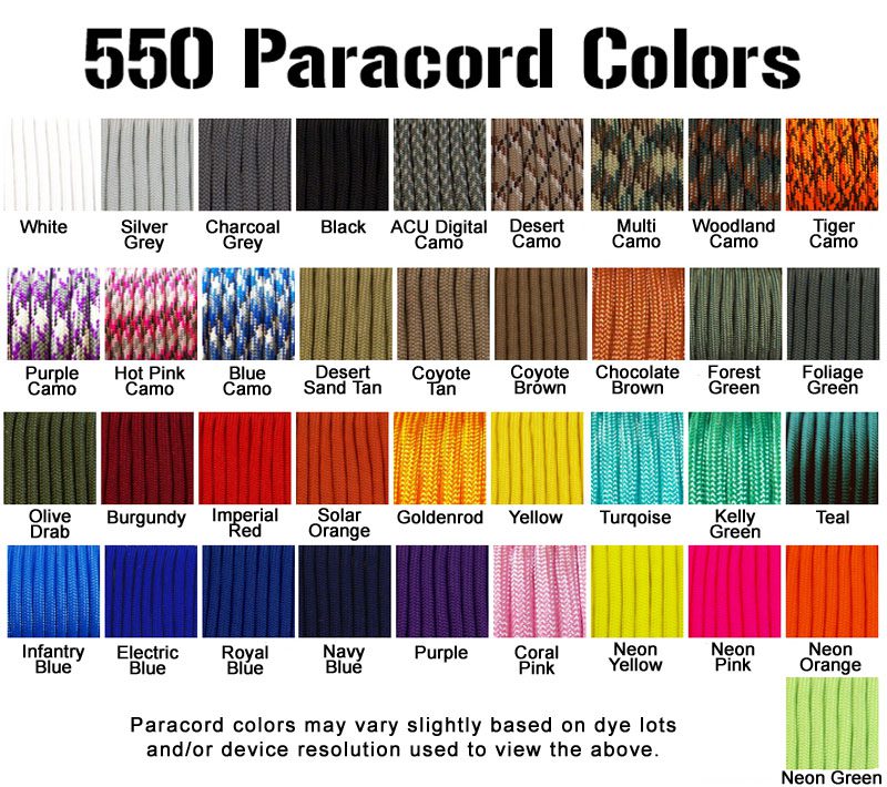 550 Paracord Colors