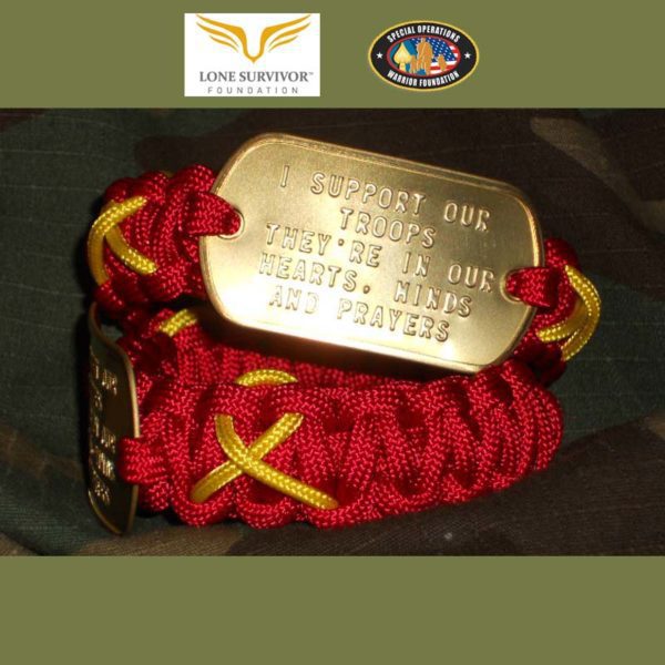 RED Friday Support the Troops Charity Paracord Dog Tag Bracelet