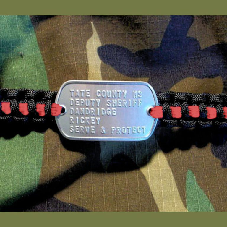 Thin Red Line Elite Custom Text Military Paracord Dog Tag Bracelet