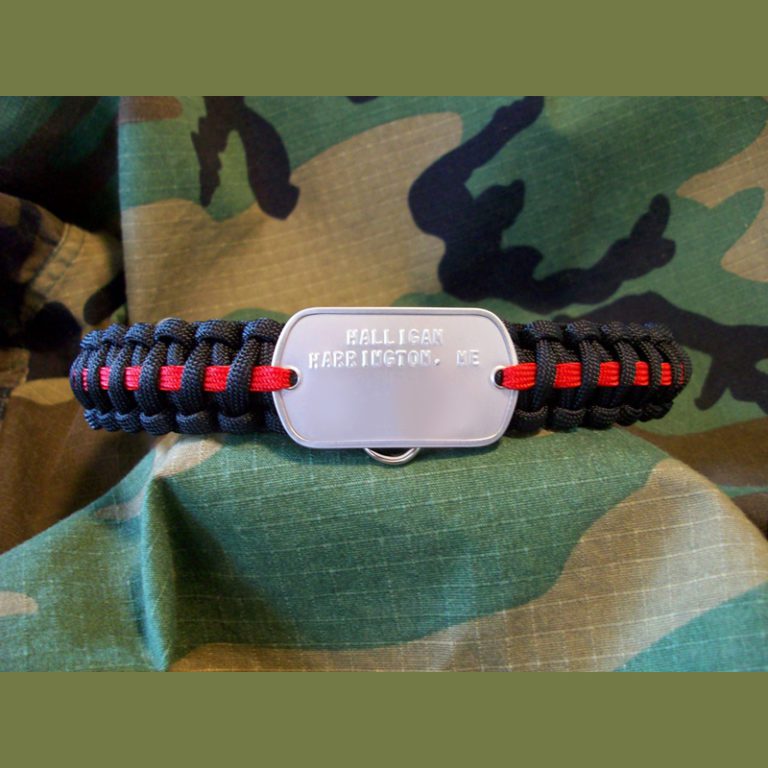 Thin Red Line Ultimate Paracord K9 Custom Text Military Dog Tag Collar
