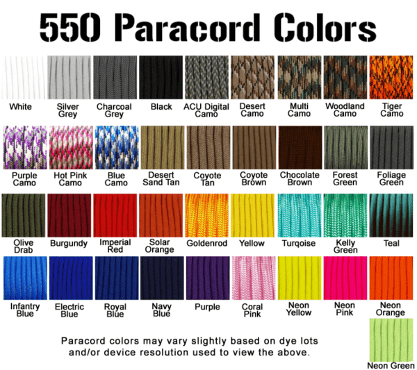 550 Paracord Colors